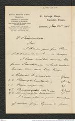 Nachlass Franz Steindachner, Brief von Gerrard Edward & Sons an Franz Steindachner (22.01.1906), Inv.Nr. 156.04, Seite 1
